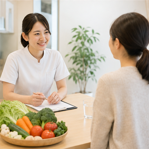 食事と健康について相談している様子